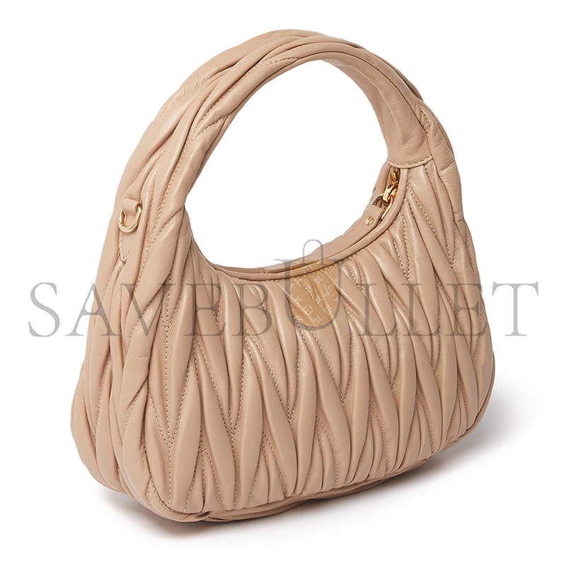 MIU MIU WANDER MATELASSÉ NAPPA LEATHER HOBO MINI BAG 5BC125 (17.5*14*5.5cm)